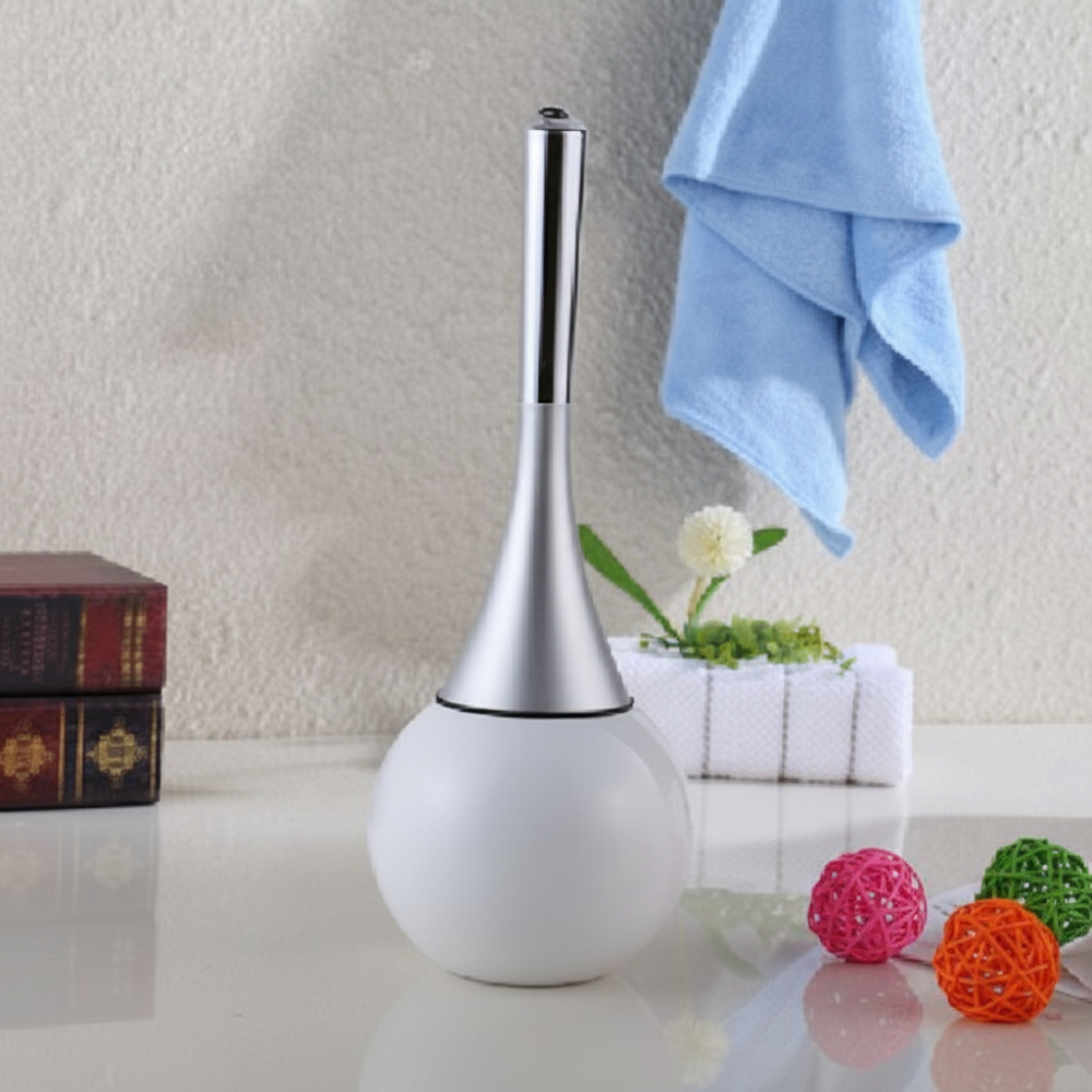 Closed Toilet Brush Set with Slim Handle and Hygienic Stand