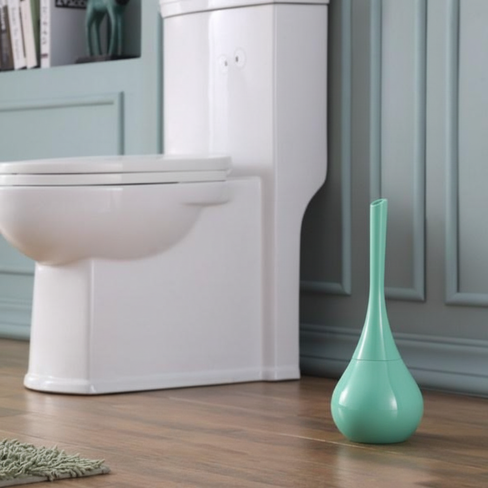 Closed Toilet Brush Set with Slim Handle and Hygienic Stand
