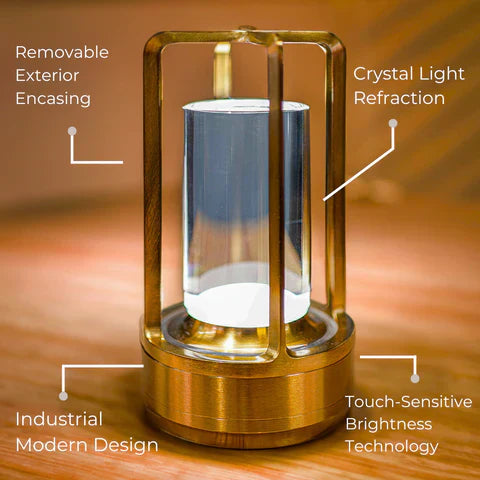 Crystal Rechargeable Table Lamp with Dimmable Lighting