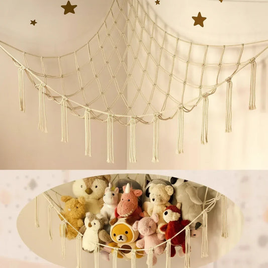 Cotton Rope Toy Hammock for Stuffed Animals - Corner Storage Solution