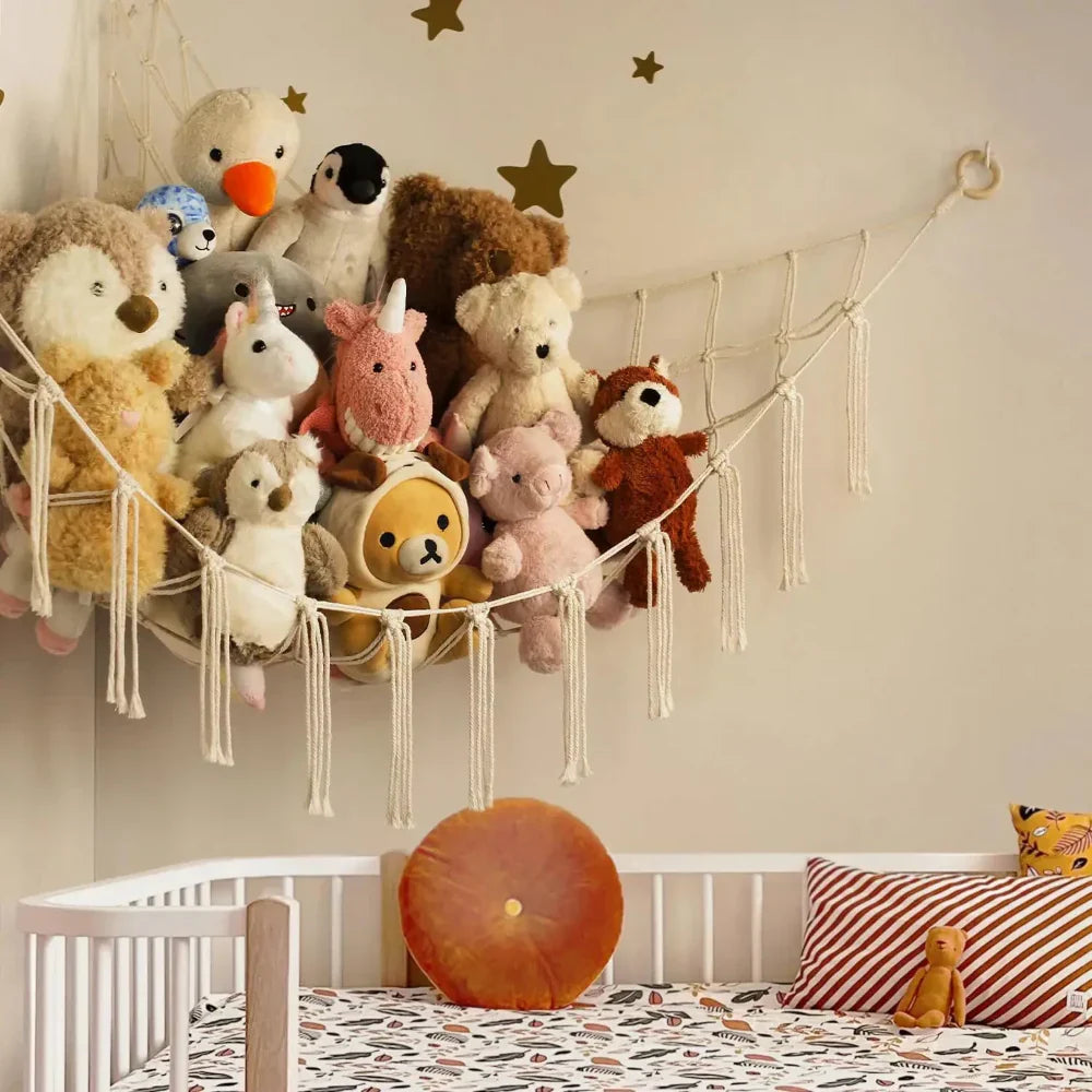 Cotton Rope Toy Hammock for Stuffed Animals - Corner Storage Solution