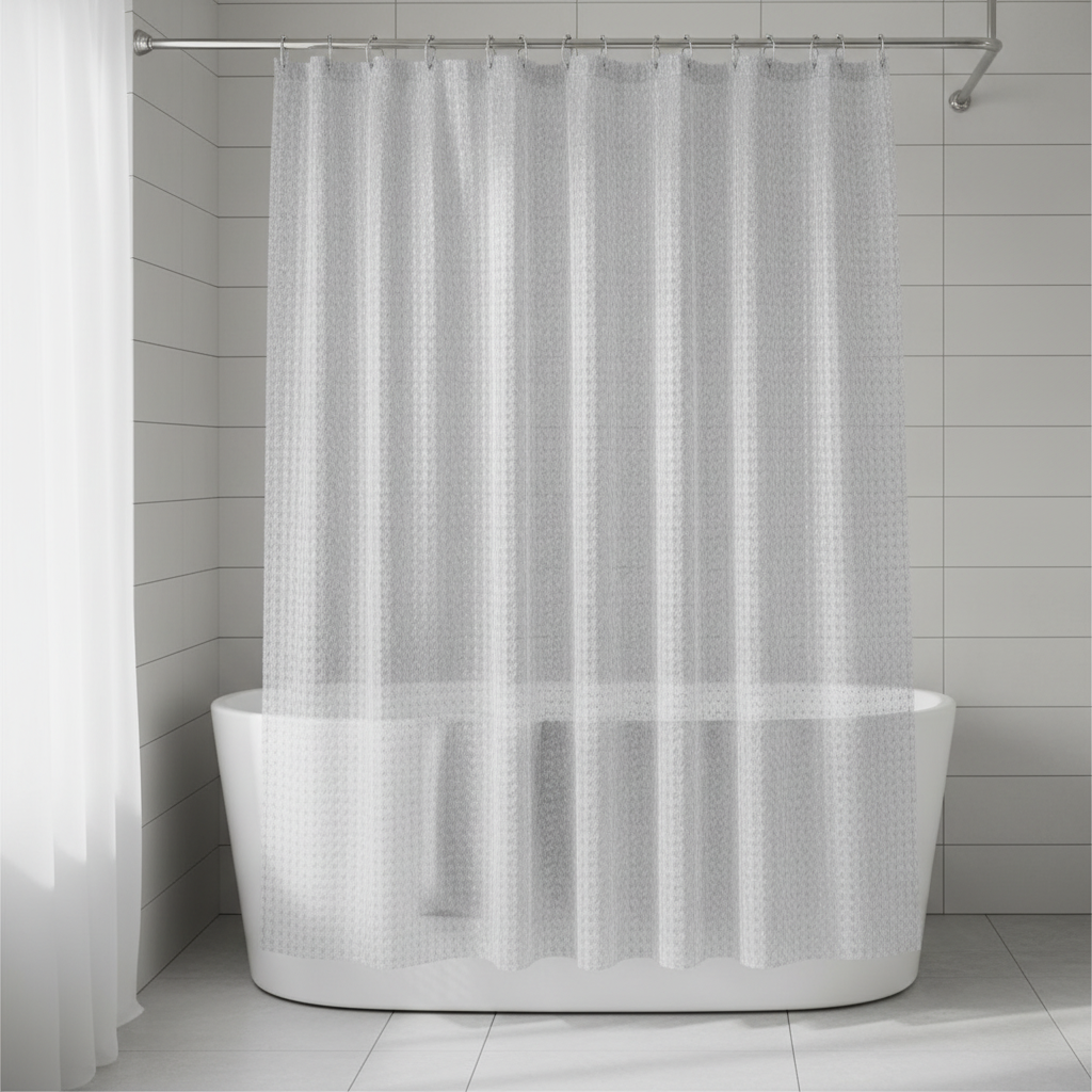 Transparent 3D Cube Pattern EVA Shower Curtain