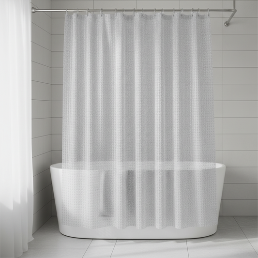 Transparent 3D Cube Pattern EVA Shower Curtain