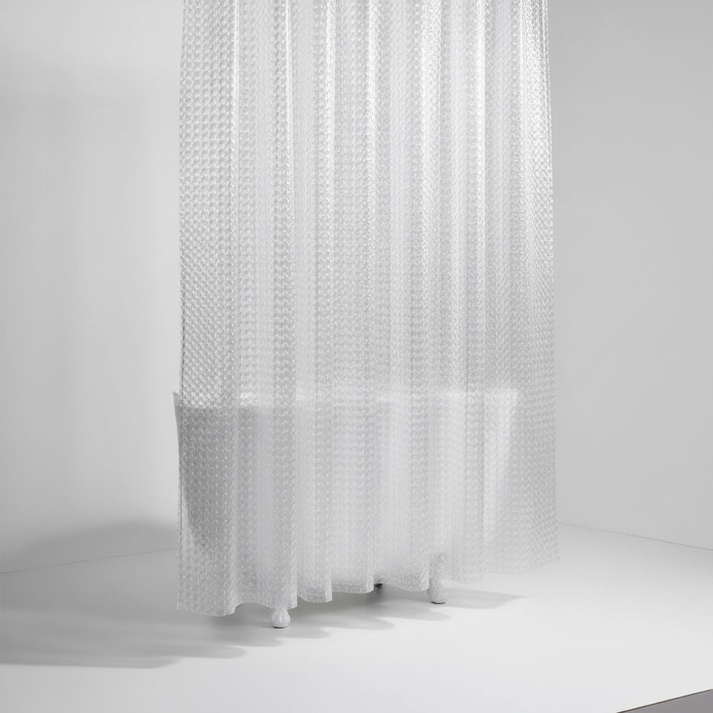 Transparent 3D Cube Pattern EVA Shower Curtain