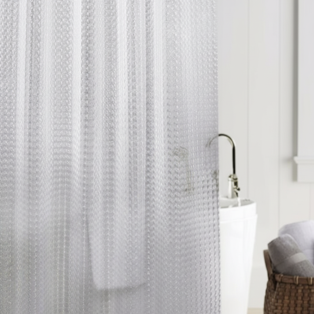 Transparent 3D Cube Pattern EVA Shower Curtain