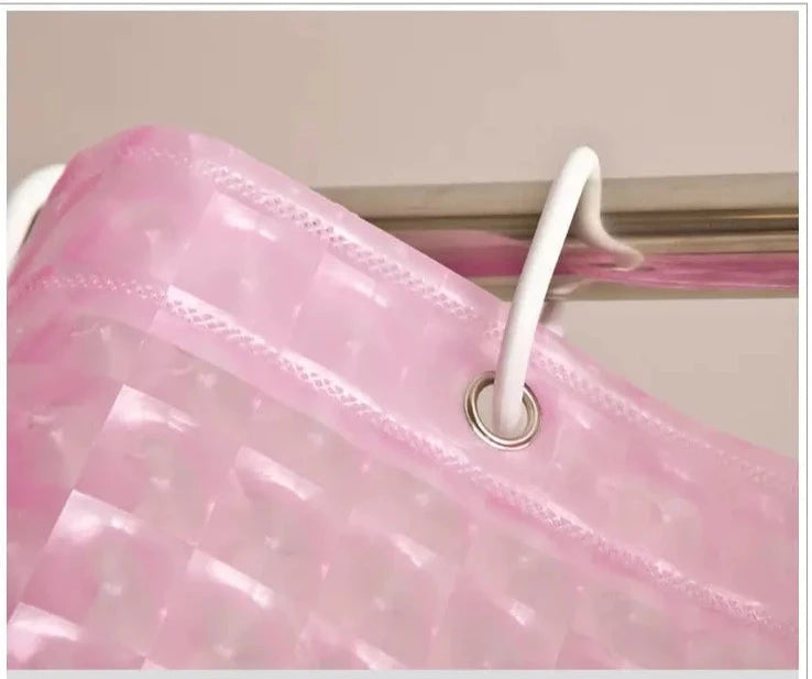Transparent 3D Cube Pattern EVA Shower Curtain