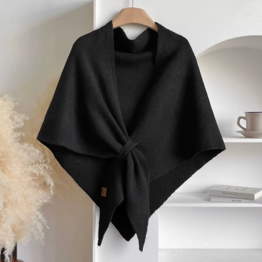 Soft Knitted Triangle Shawl Cape in Solid Colors