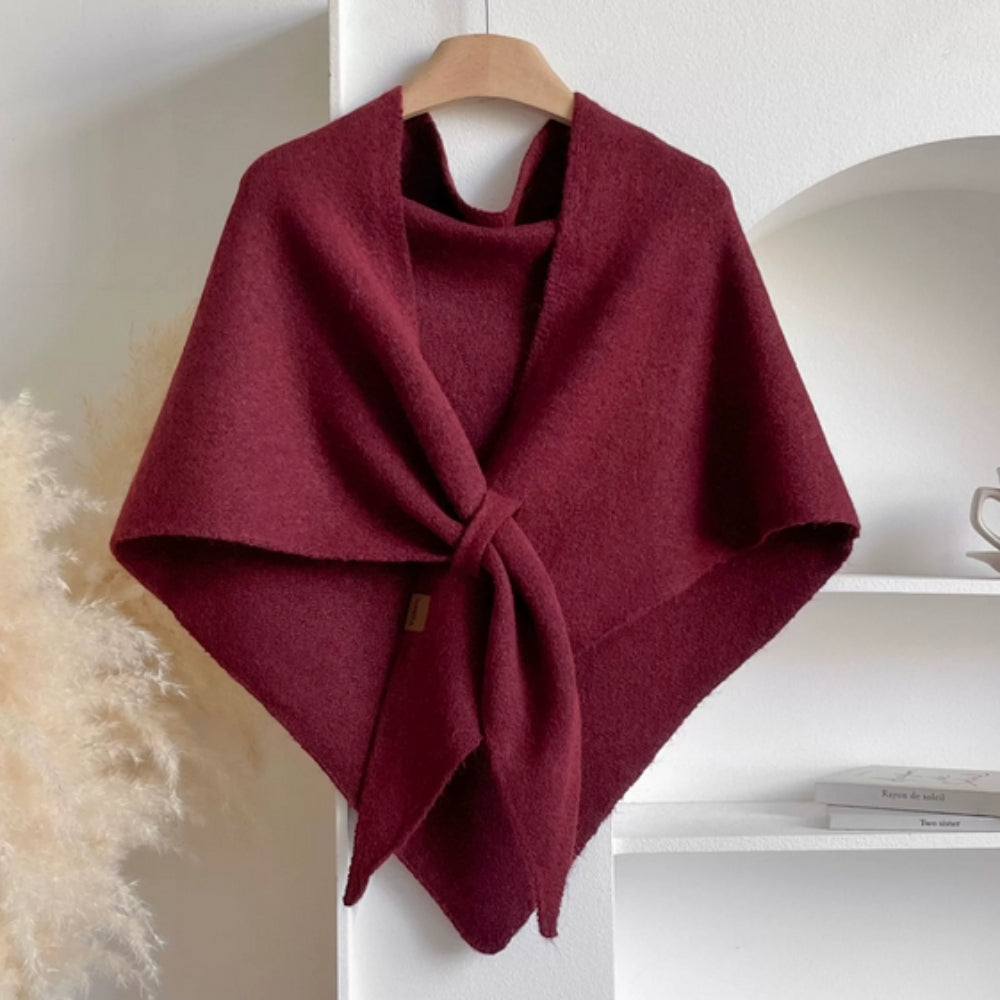 Soft Knitted Triangle Shawl Cape in Solid Colors