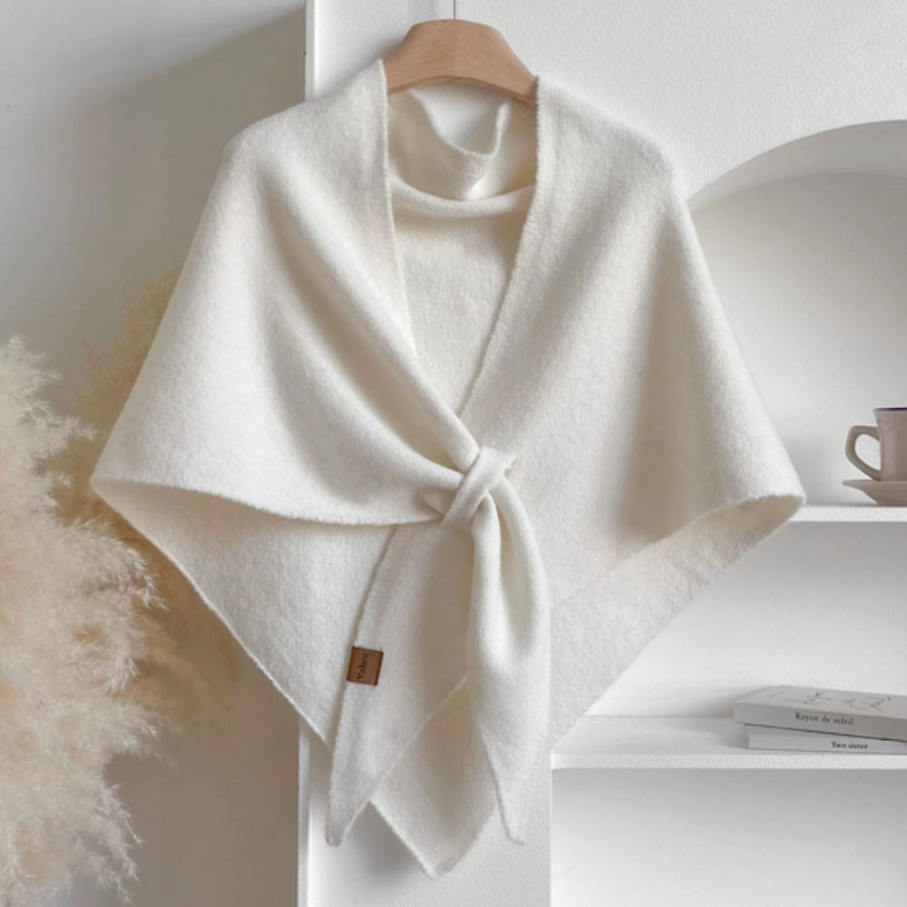 Soft Knitted Triangle Shawl Cape in Solid Colors