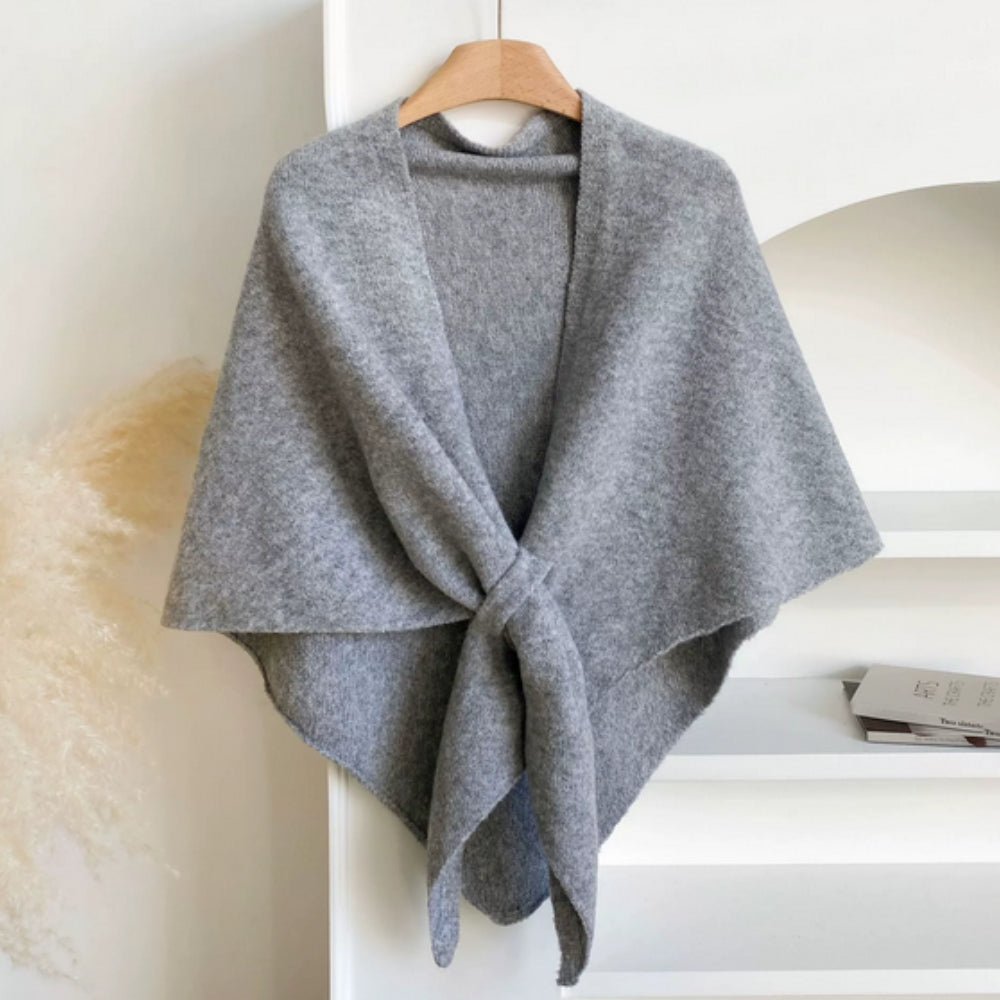 Soft Knitted Triangle Shawl Cape in Solid Colors
