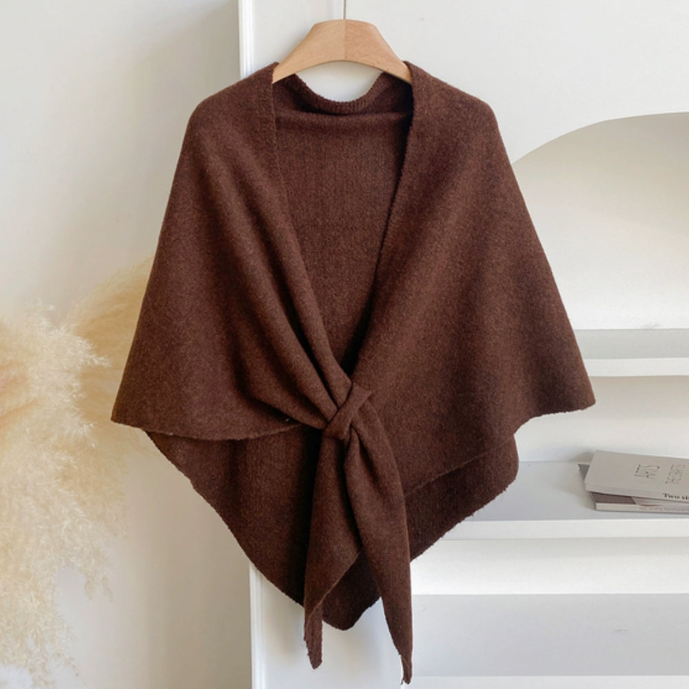 Soft Knitted Triangle Shawl Cape in Solid Colors