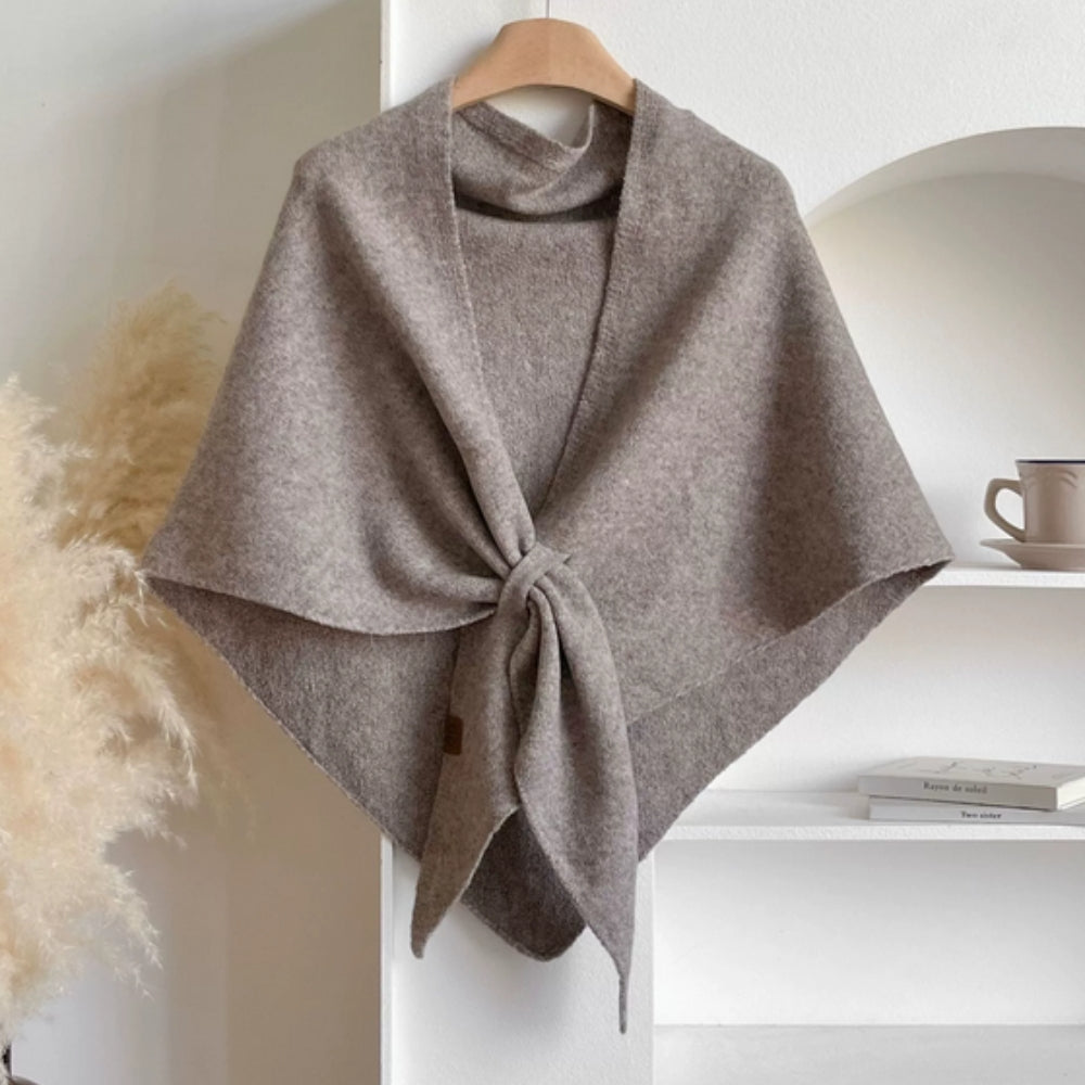 Soft Knitted Triangle Shawl Cape in Solid Colors