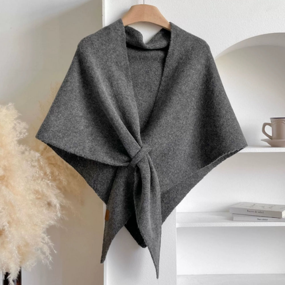 Soft Knitted Triangle Shawl Cape in Solid Colors