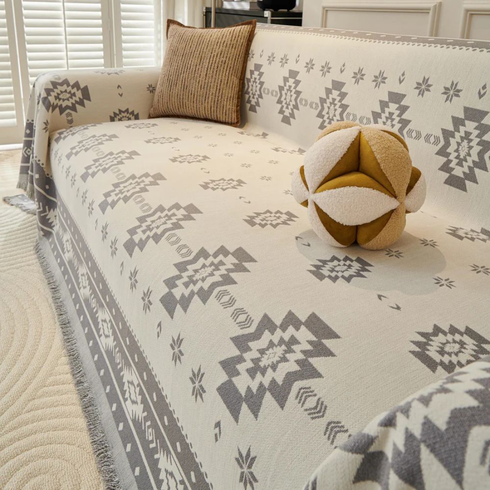 Reversible Tribal Chenille Sofa Cover
