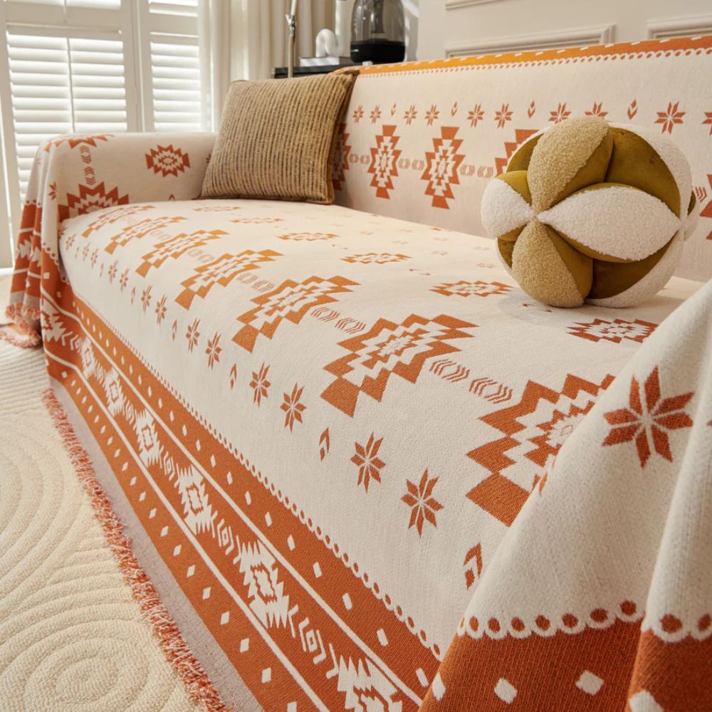 Reversible Tribal Chenille Sofa Cover