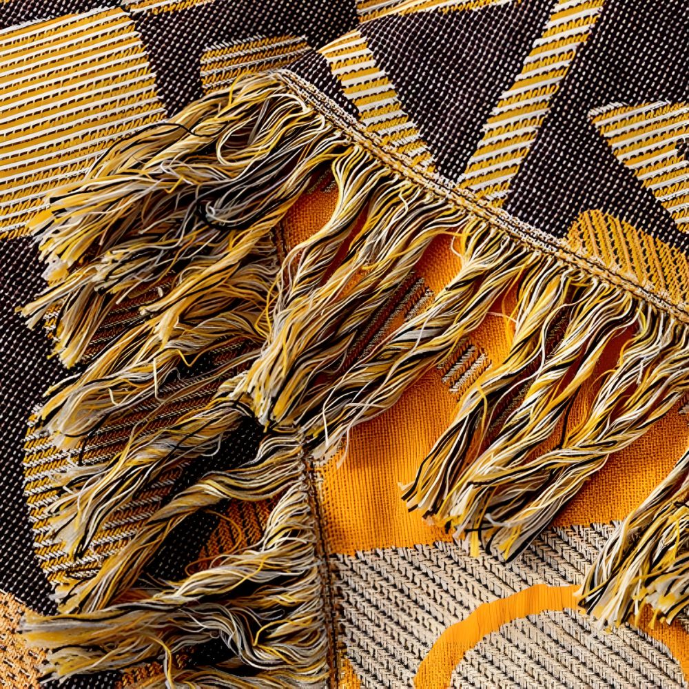 Reversible Tribal Patchwork Cotton Blanket with Tassels