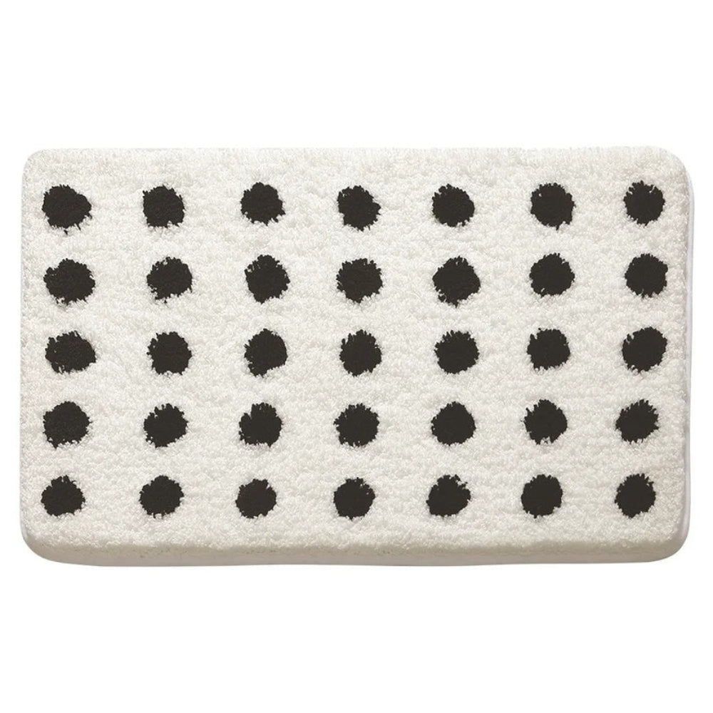 Plush Microfiber Polka Dot Bath Mat with Non-Slip Backing