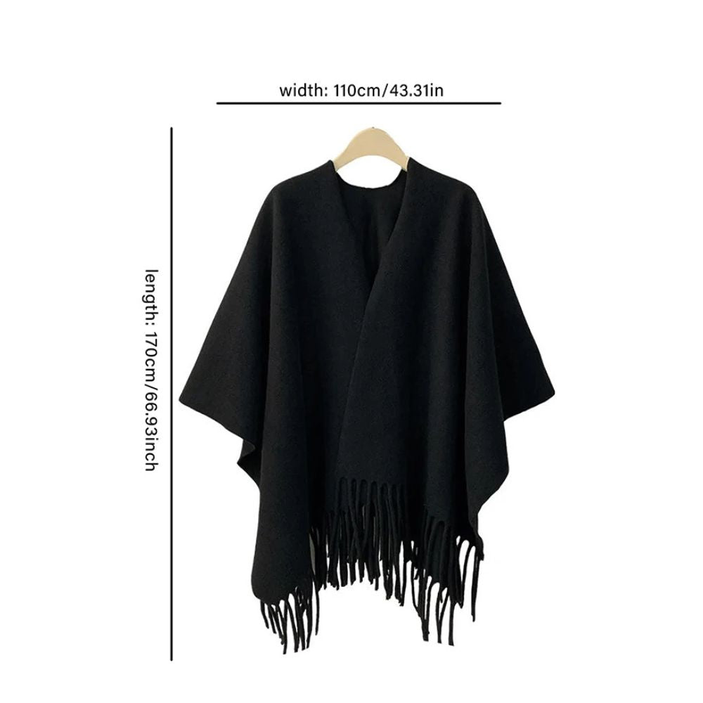 Reversible Acrylic Poncho Shawl in Earthy Tones