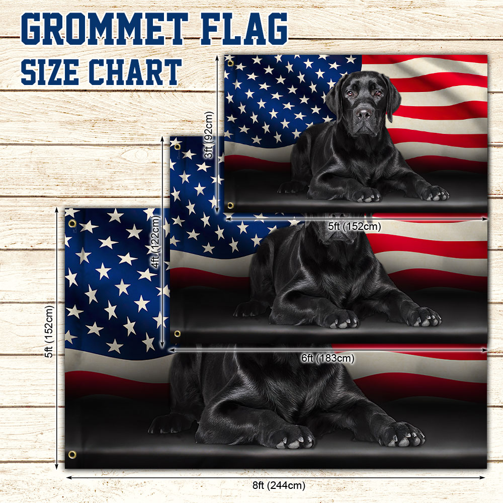 Black Labrador Retriever American Canvas Grommet Flag