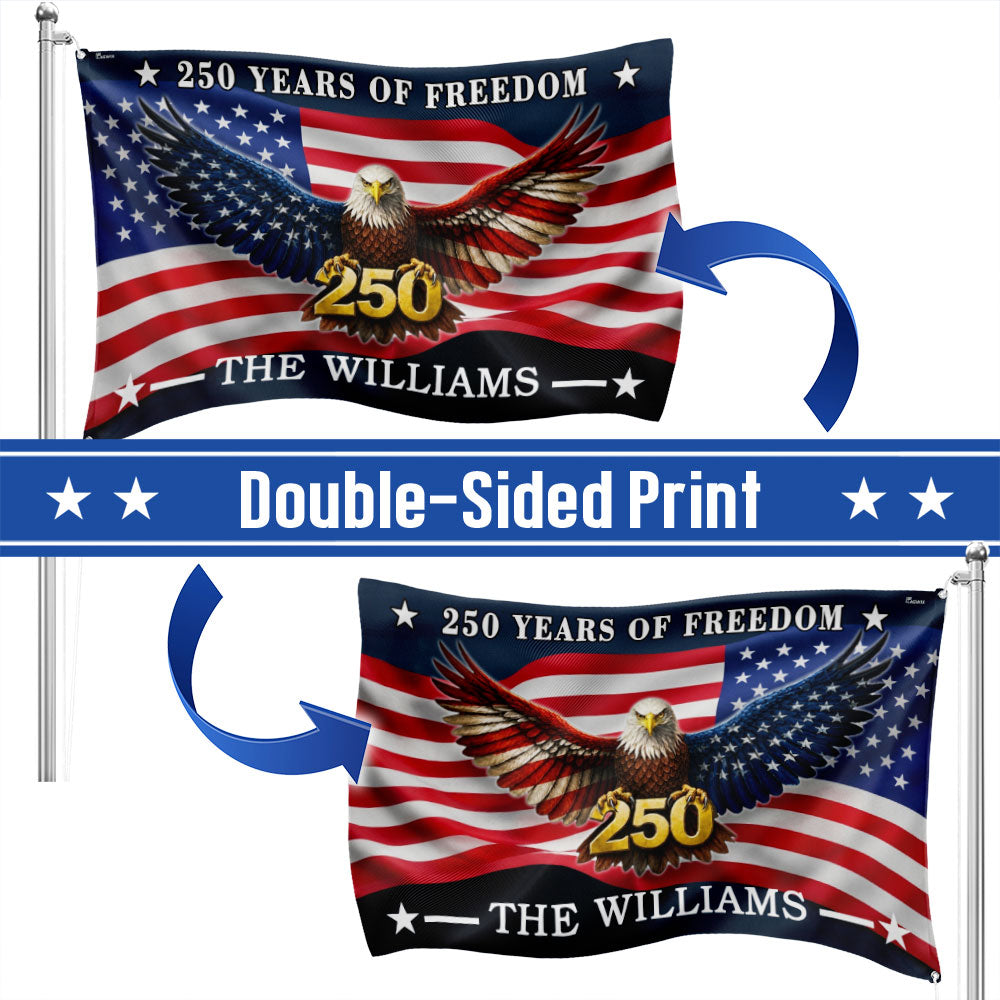 Custom American Flag with Grommets - Personalized 250 Years of Freedom Canvas Flag