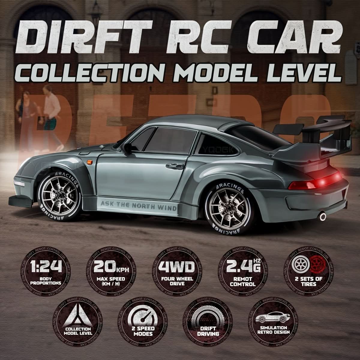 4WD RC Drift Car with LED Wheels and Remote Control