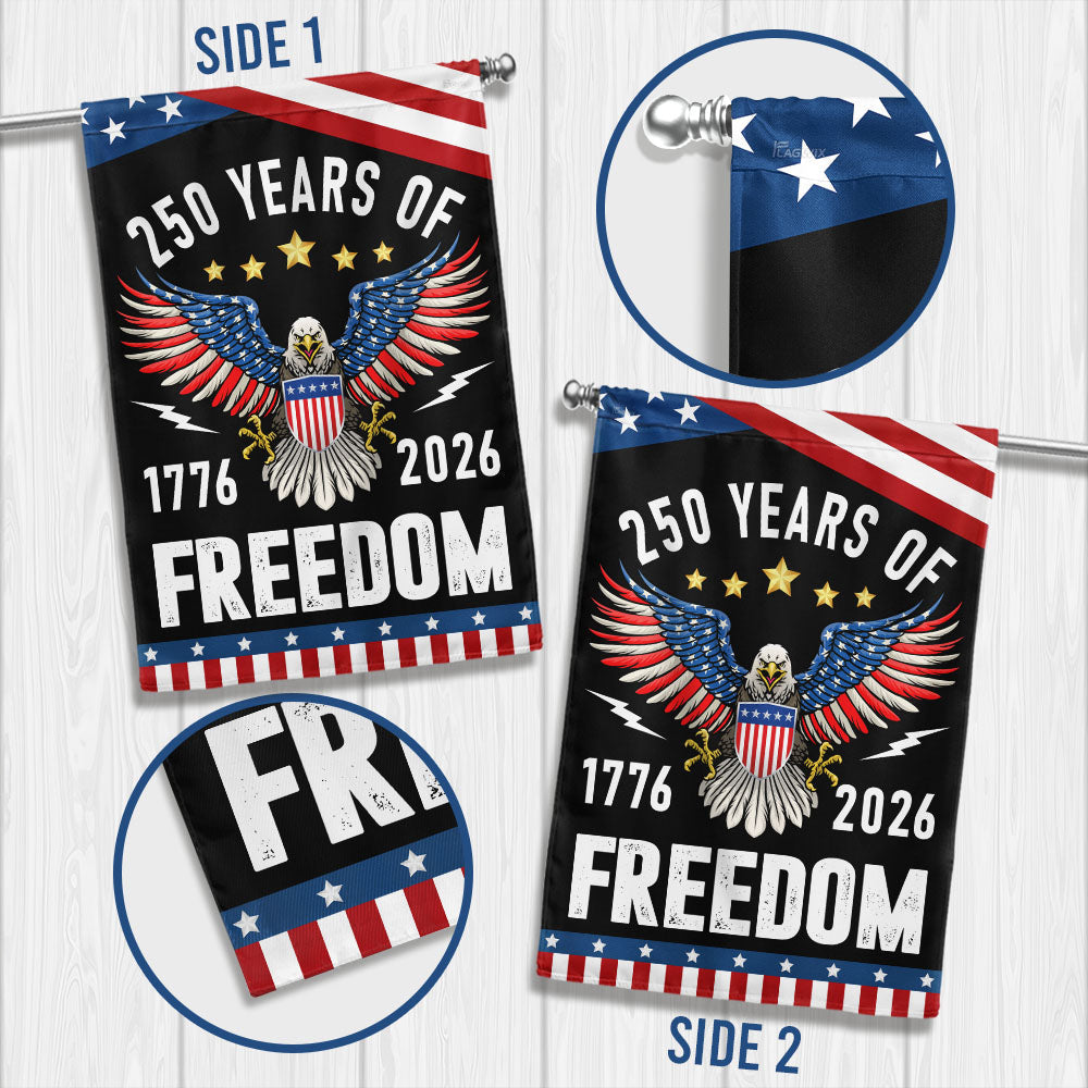 America 250th Anniversary Freedom Flag - Custom Printed Canvas, Double-Sided, UV Resistant