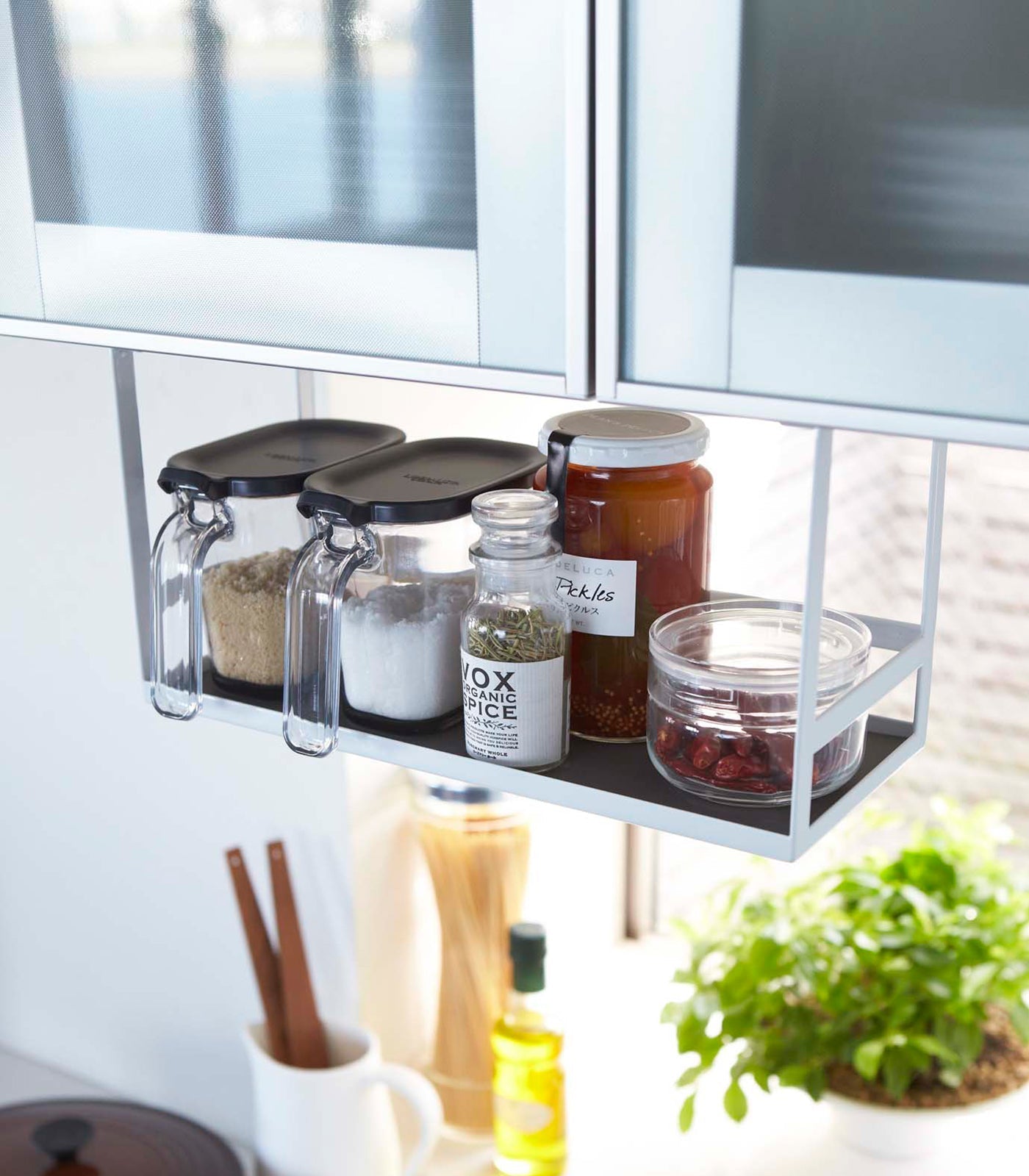 Under-Shelf Steel Organizer for Spices and Wraps