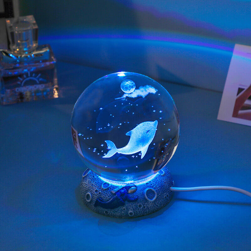 AquaGlobe Crystal Ball Night Light with Underwater Designs