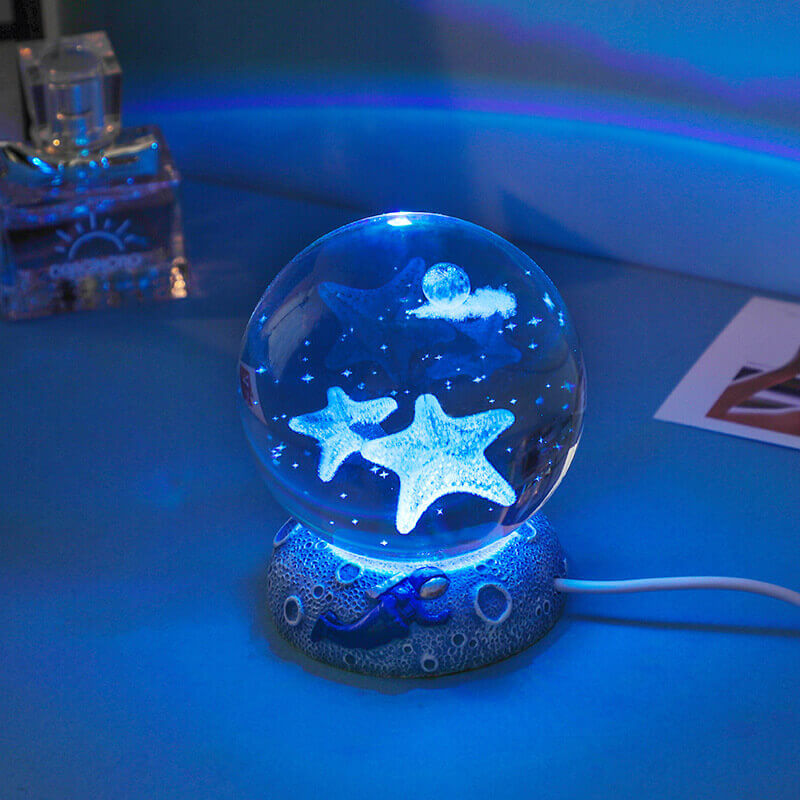 Underwater Crystal Ball Night Light with 3D Laser Engraving