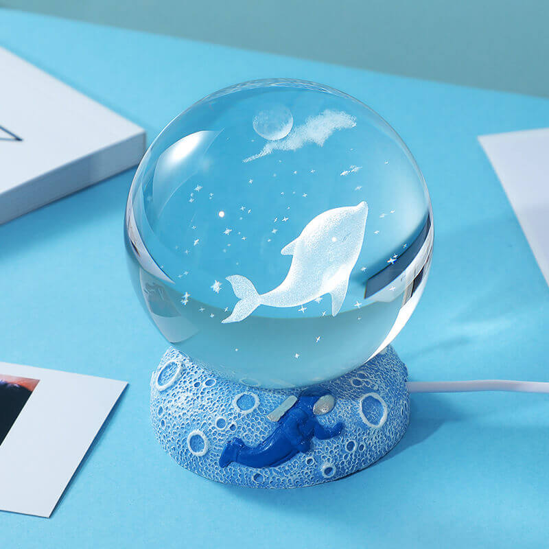 Underwater Crystal Ball Night Light with 3D Laser Engraving