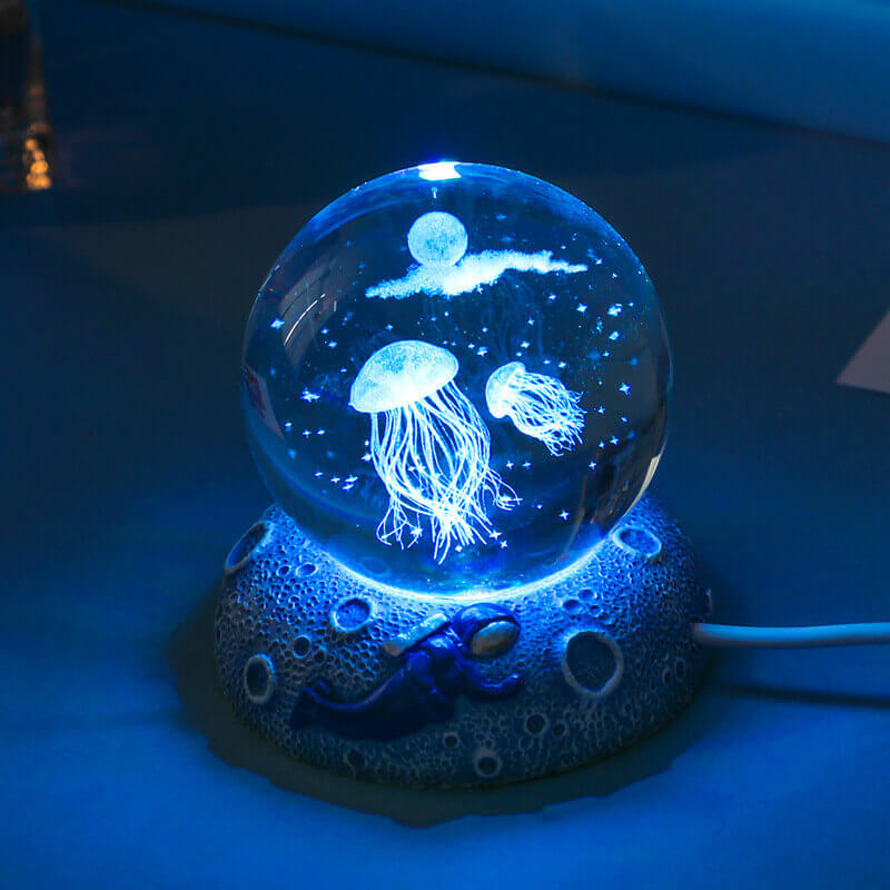 Underwater Crystal Ball Night Light with 3D Laser Engraving