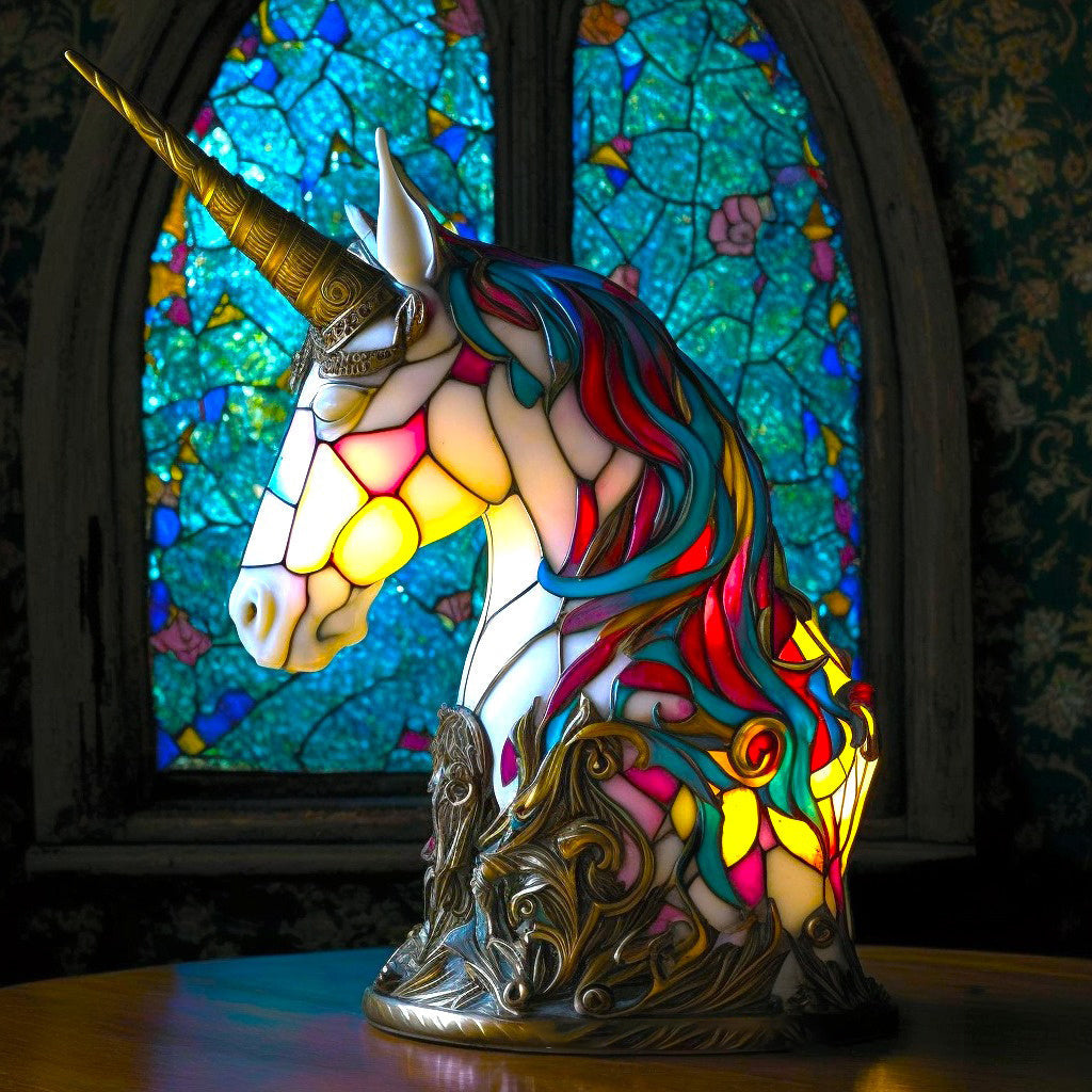 Stained Glass Animal Table Lamp with LED Light
