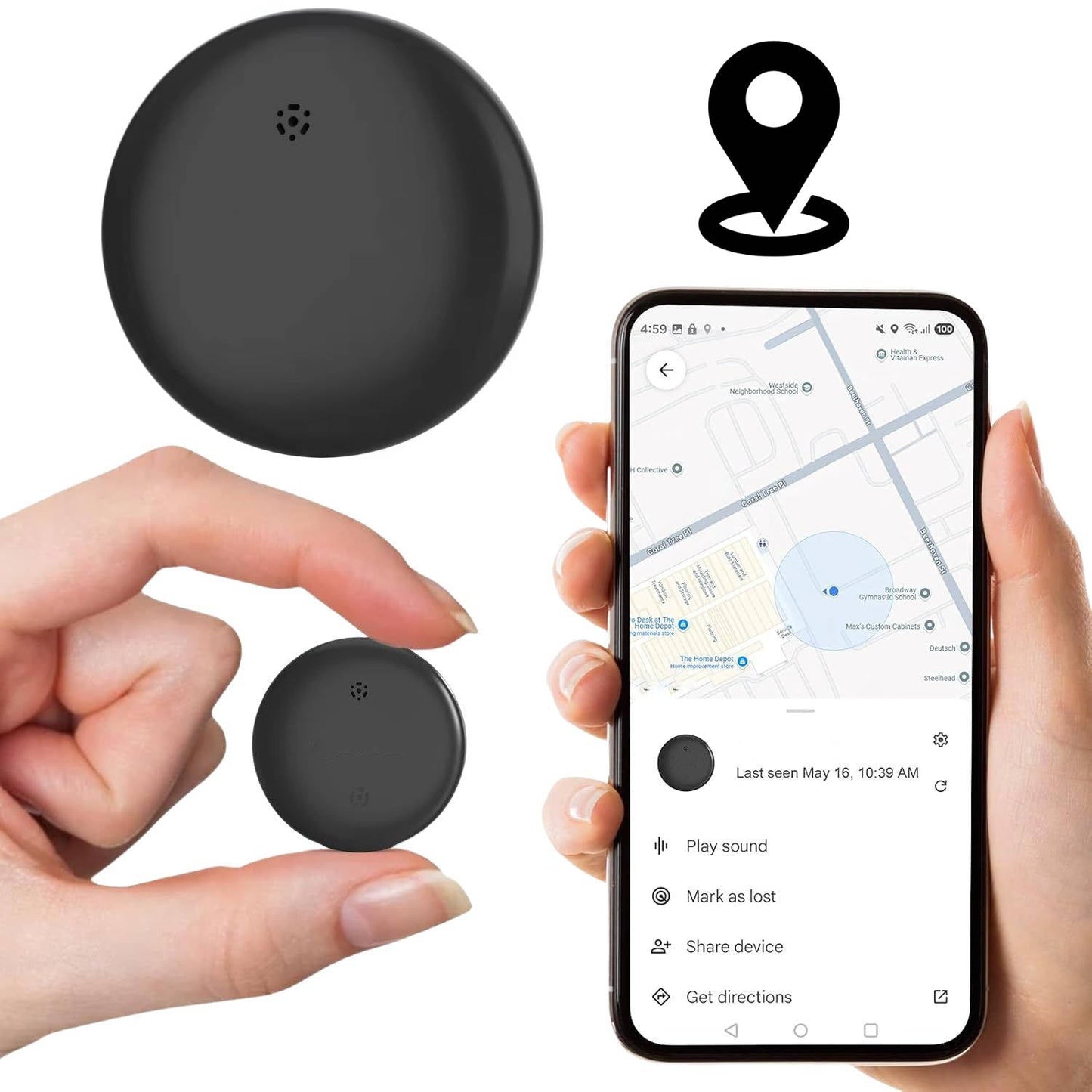 Mini Waterproof Bluetooth GPS Tracker for Keys, Pets, and Luggage - 164ft Range