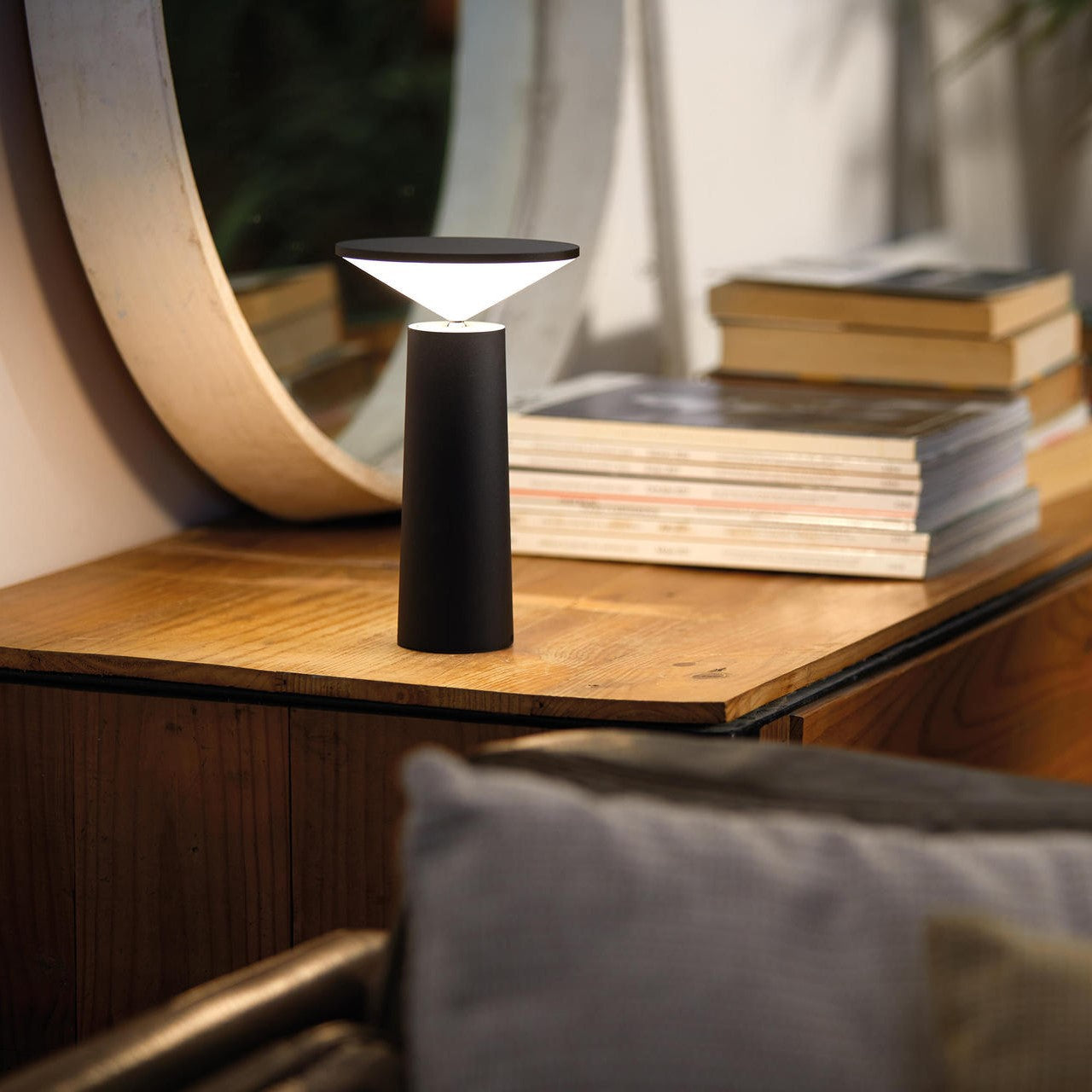 Dimmable Touch Sensor Table Lamp with 360-Degree Rotation and Rechargeable Battery