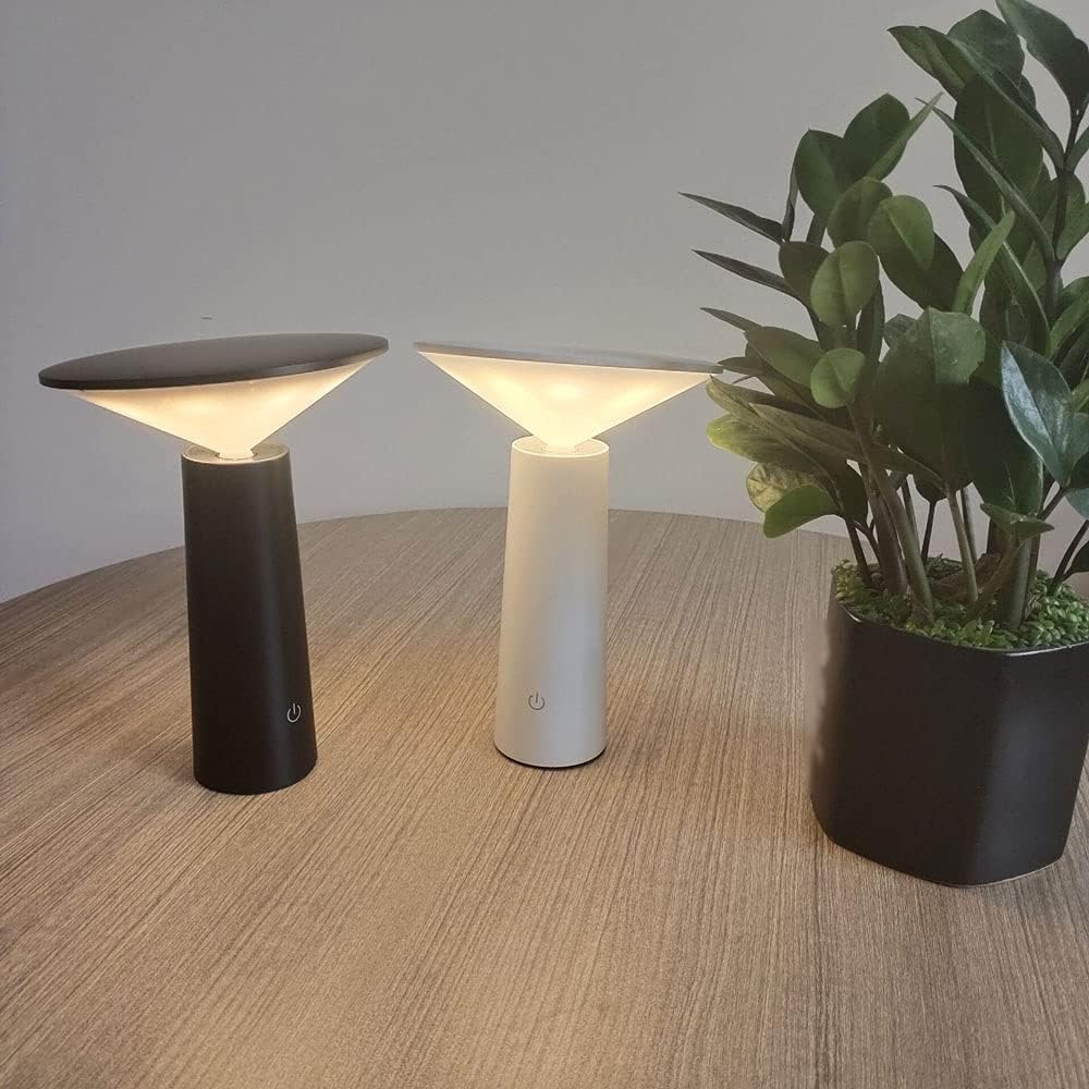 Dimmable Touch Sensor Table Lamp with 360-Degree Rotation and Rechargeable Battery