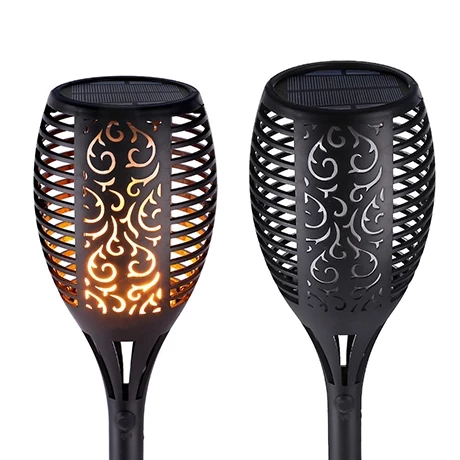Solar Tiki Torch with Flickering Flame Effect - 42.9-Inch Outdoor Light