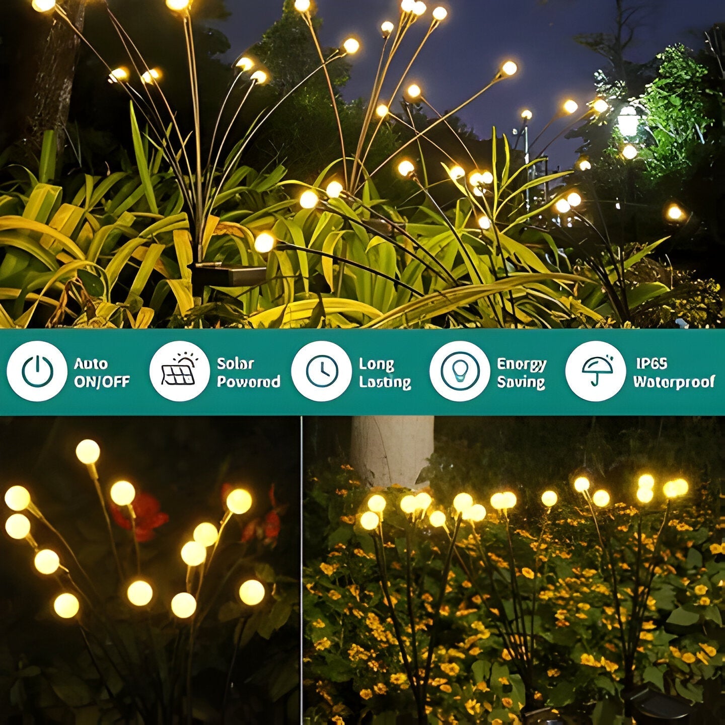 Solar-Powered Firefly Garden Lights with Flexible Motion