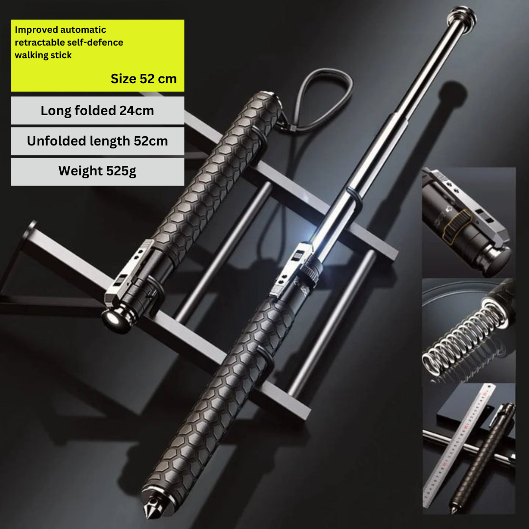 Automatic Self Defense Hiking Walking Stick with Anti-Slip Grip