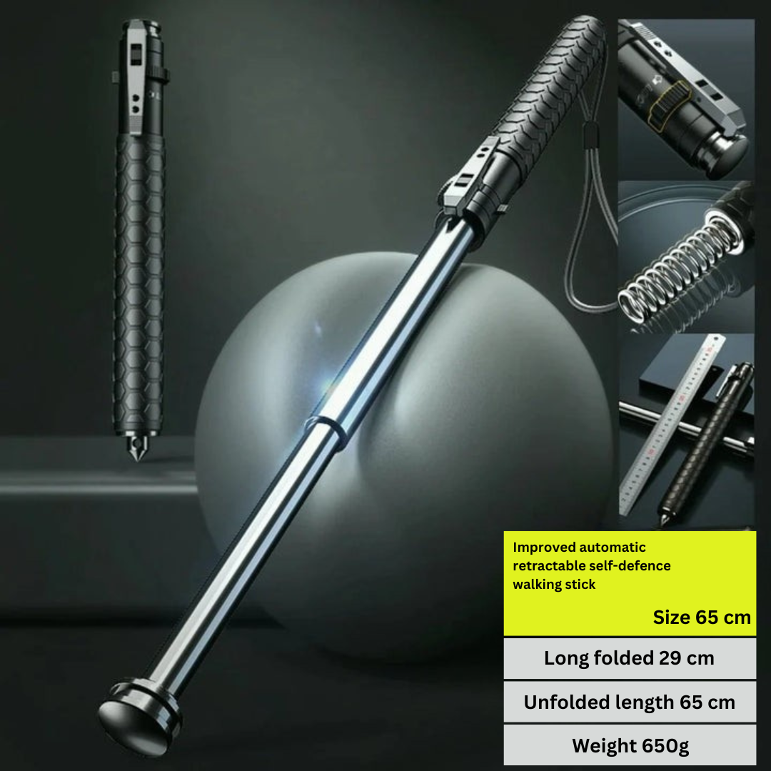 Automatic Self Defense Hiking Walking Stick with Anti-Slip Grip