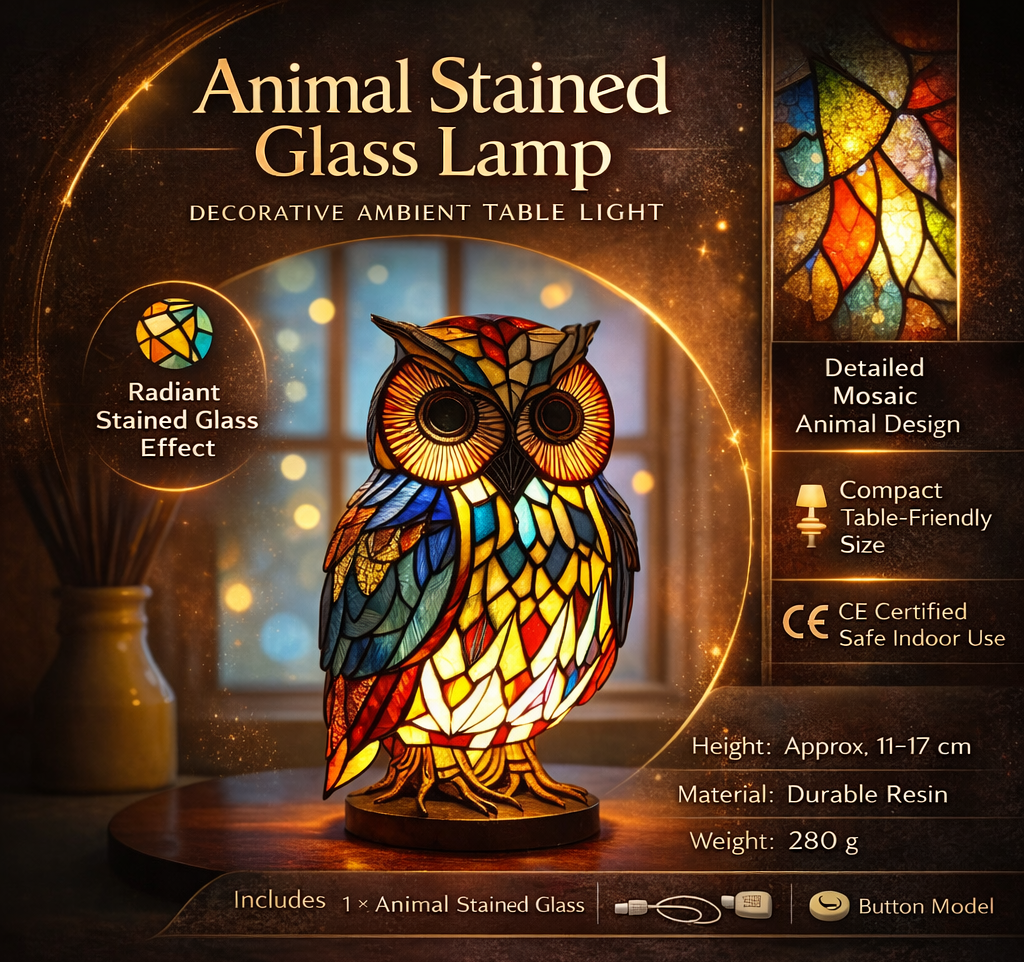 Colorful Stained Glass Animal Table Lamp