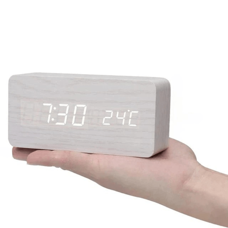 Voice-Controlled LED Wooden Alarm Clock