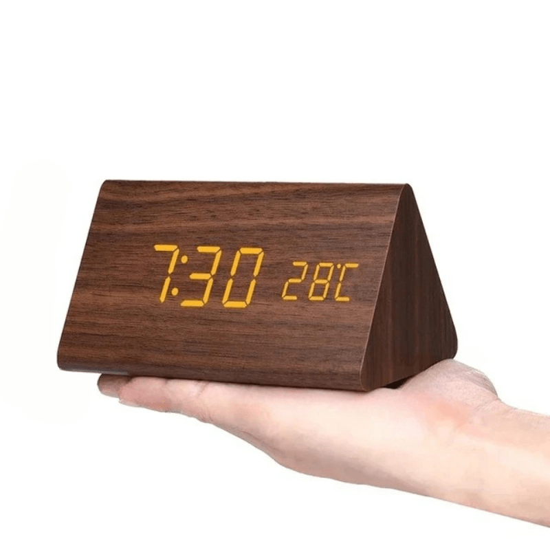 Wood LED Digital Alarm Clock with Voice Activation