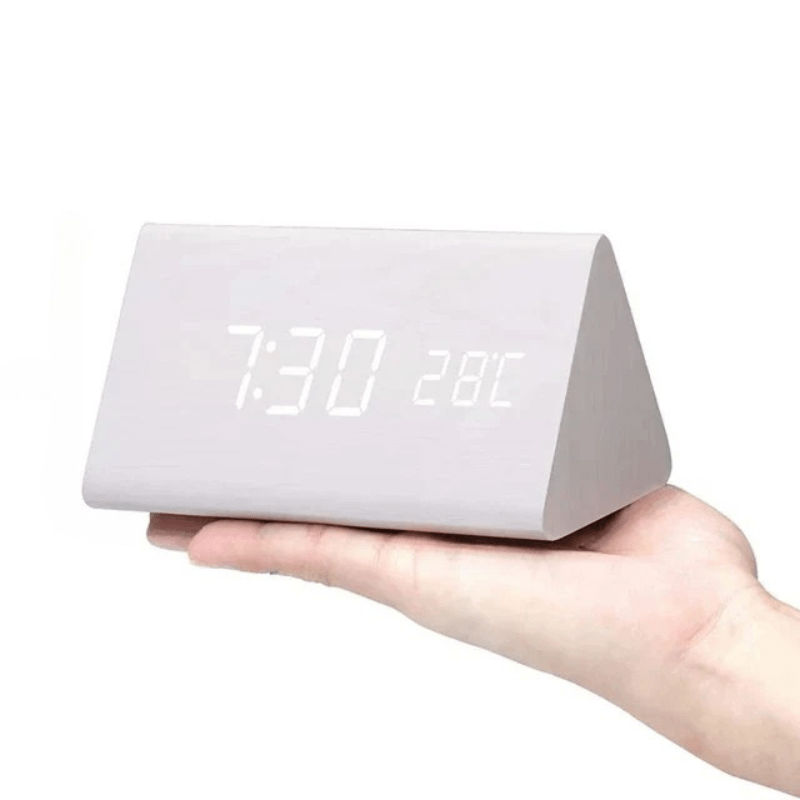 Wood LED Digital Alarm Clock with Voice Activation