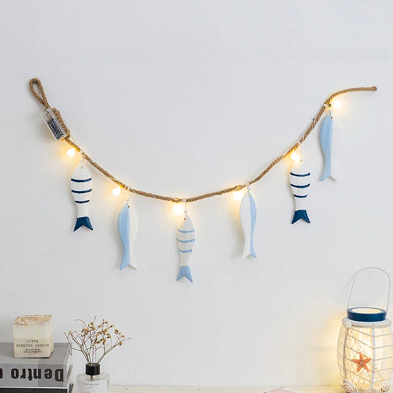 Artisanal LED Fish String Lights on Jute Rope