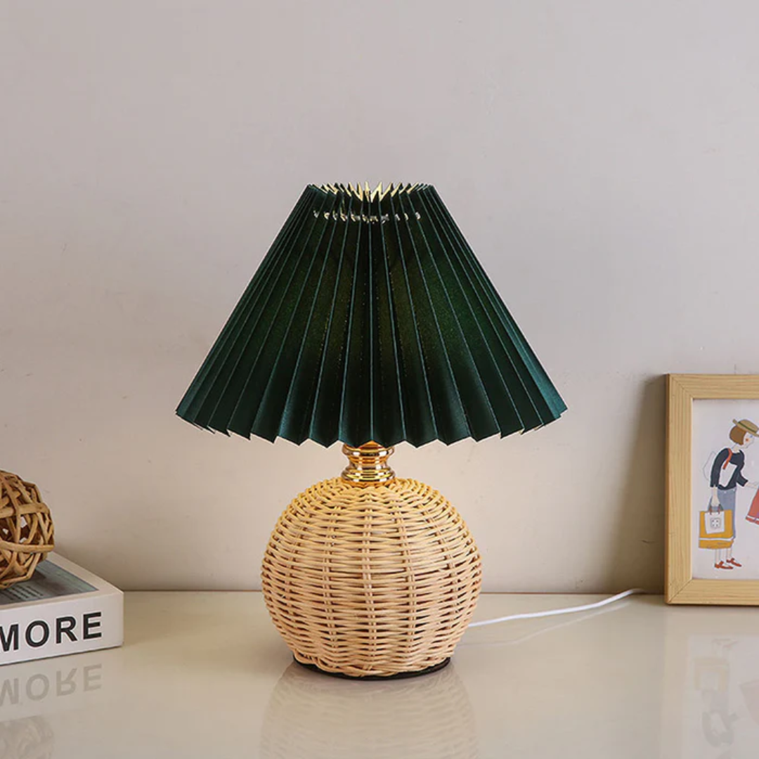 Modern Table Lamp with White Pleated Fabric Shade