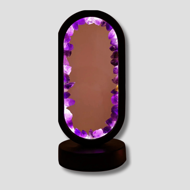 Crystal Table Lamp with Amethyst Glow and Warm LED Light
