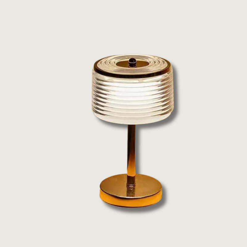 Gold Ring-Shaped Table Lamp with Customizable Light Tones