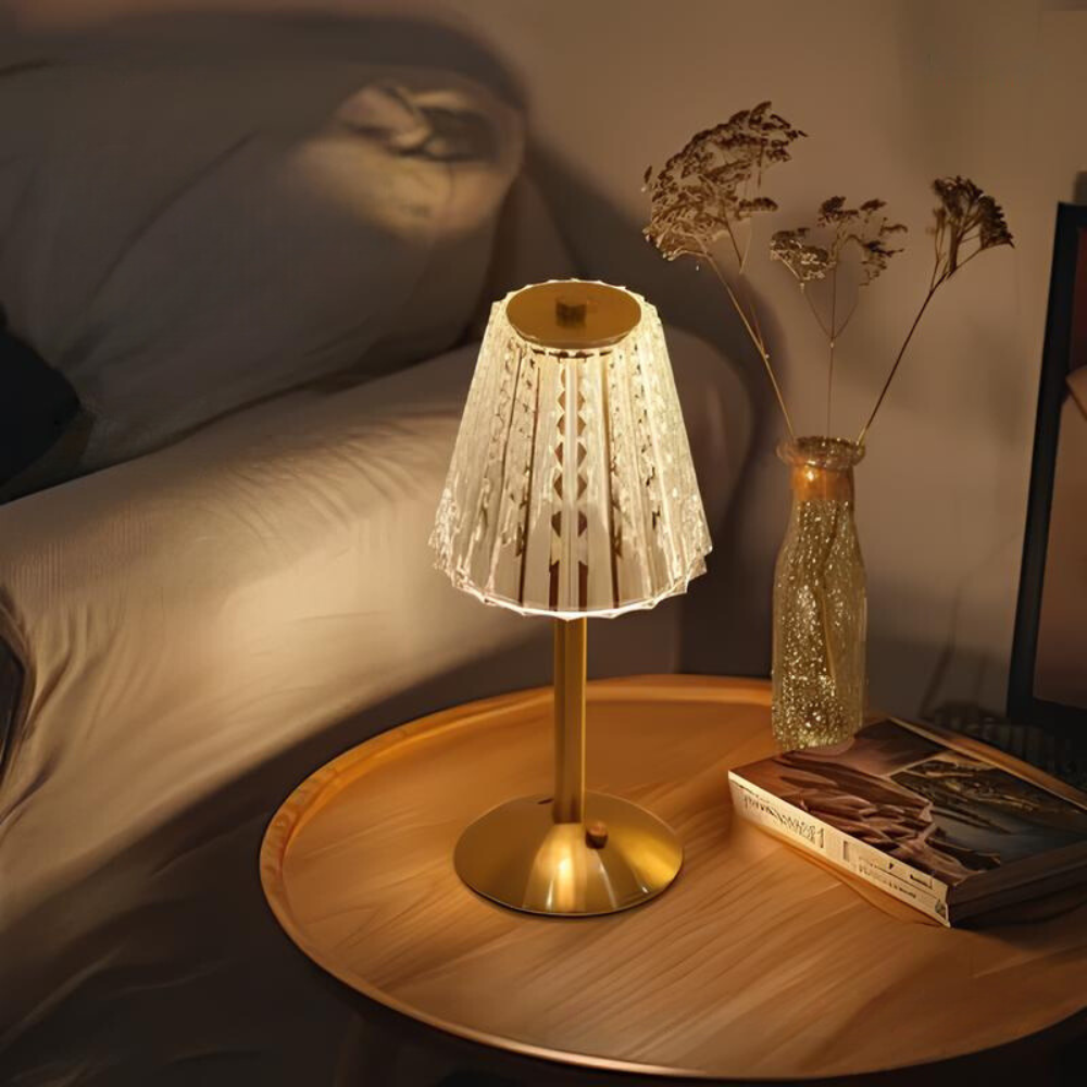 Rechargeable Golden Crystal Table Lamp with Touch Control