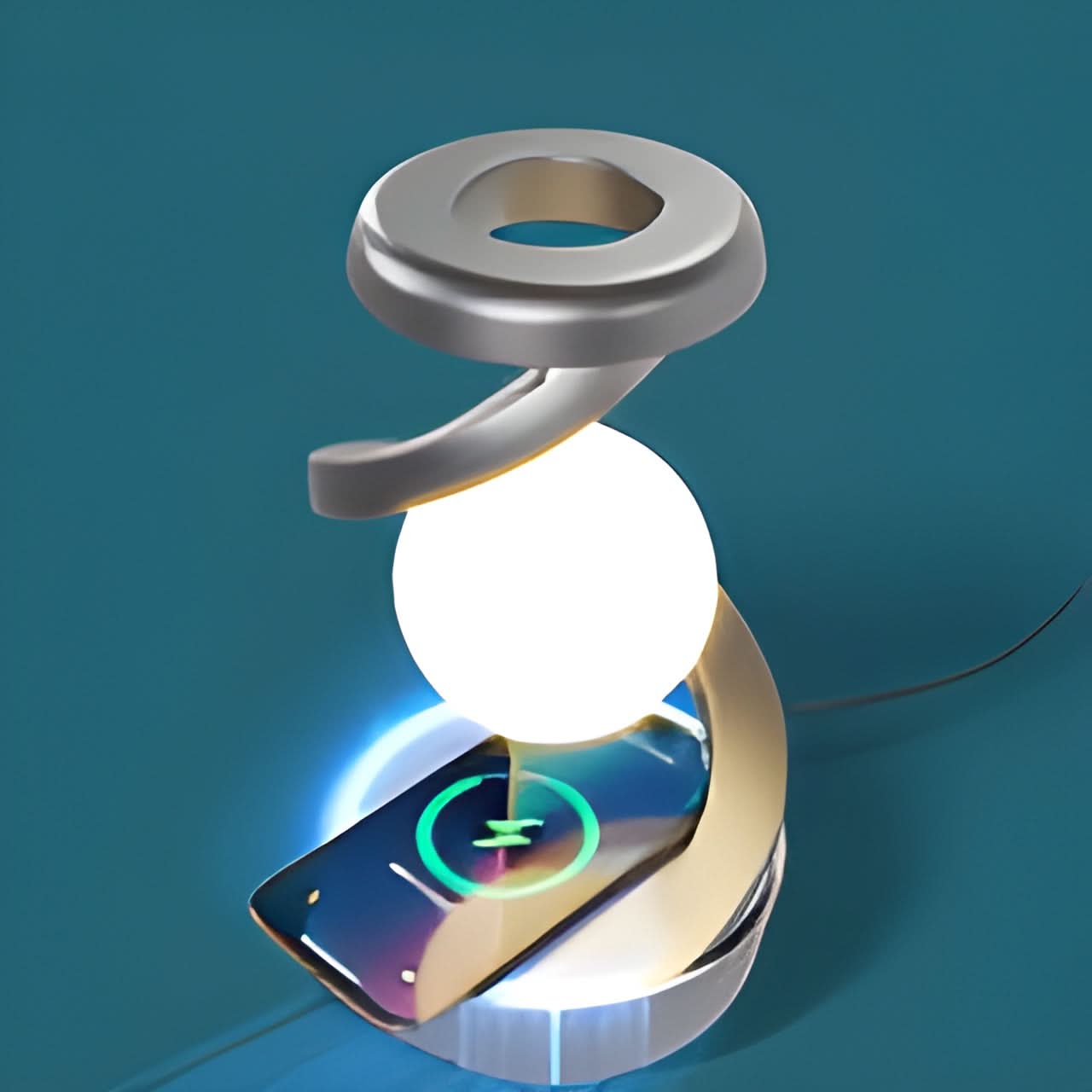 LED Table Lamp with Levitating Light and Wireless Charging
