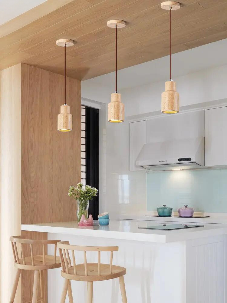 Scandinavian Wooden Pendant Light – Minimalist Natural Wood Design